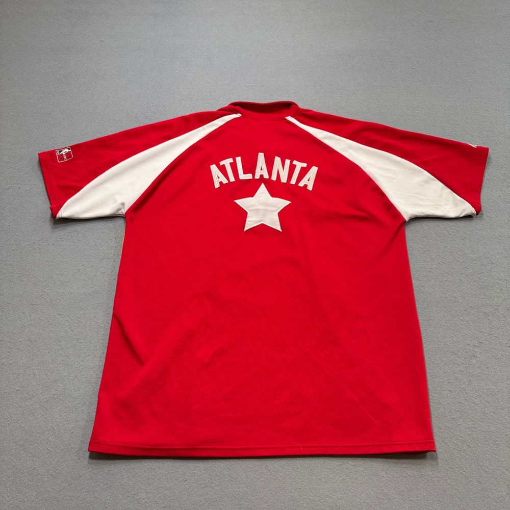 Majestic Atlanta Hawks Shooting Shirt‎ Mens XL Red Hardwood Classics Pac-Man NBA - Picture 2 of 7